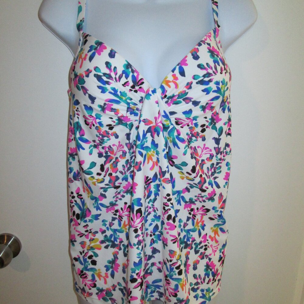 Island Escape Scorpio Tankini Floral-Print Twist-Front Top NWT Sz 12 - Picture 4 of 10